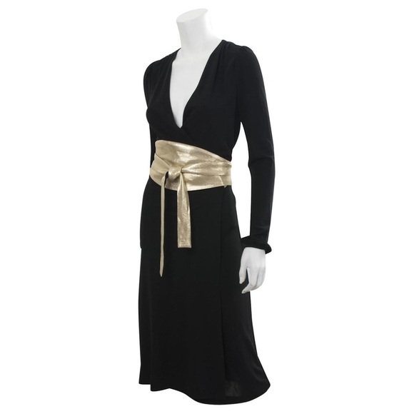 Diane Von Furstenberg Dresses & Skirts - Diane Von Furstenberg Vintage DvF Obi dress in black and gold Golden